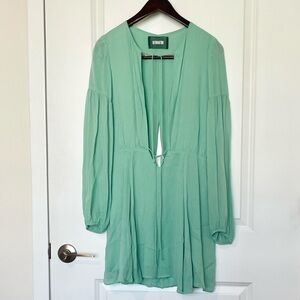 Reformation Mint Green V-Neck Mini Dress